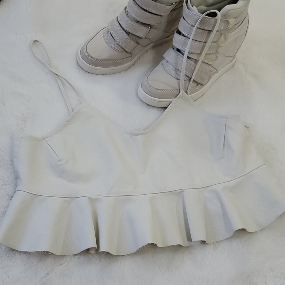 ZARA Faux Leather Crop Top Size L